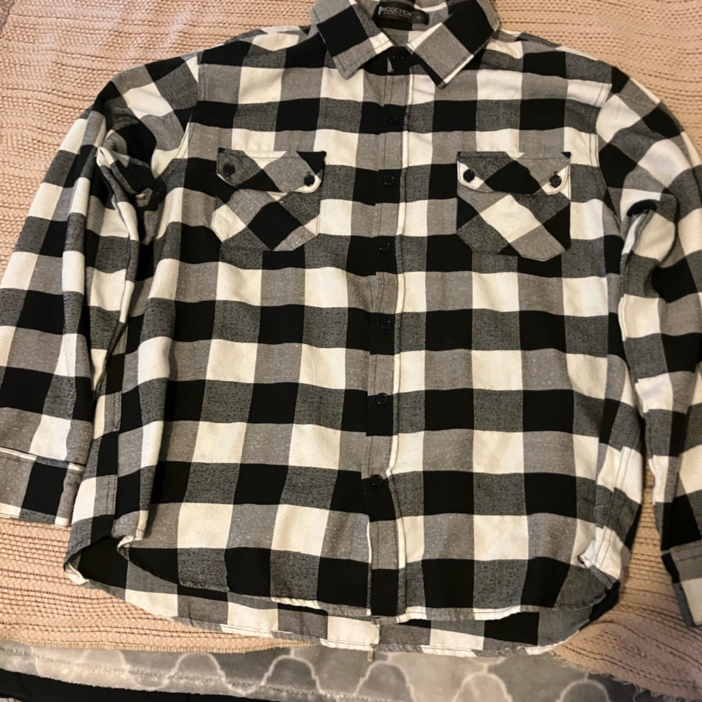 Classic Black and White Plaid Men's Shirt